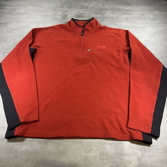 The‎ North Face Alpine Jacket Men XL Fit L Back Red Fleece 1/4 Zip Gorpcore - Picture 1 of 9